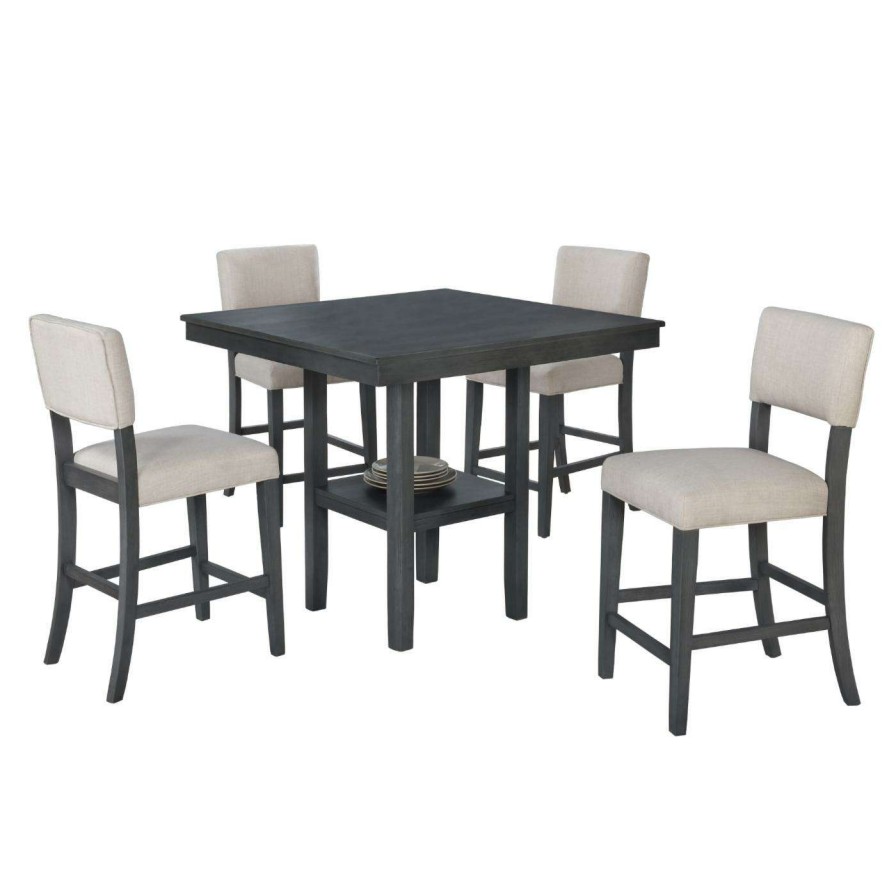 Dining Table Sets * | Flash Sale Square Best Master Furniture Freddie 5 Piece Counter Height Dinette Set