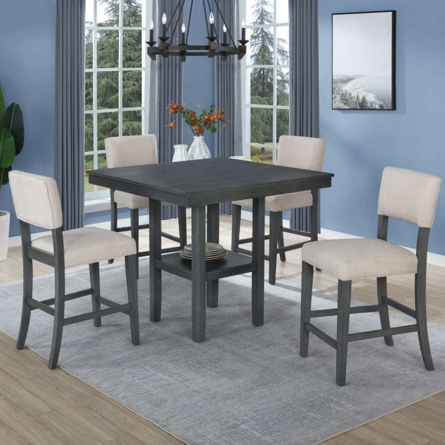 Dining Table Sets * | Flash Sale Square Best Master Furniture Freddie 5 Piece Counter Height Dinette Set