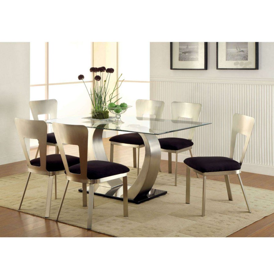 Dining Table Sets * | Best Deal Rectangle Furniture Of America Vansant 7 Piece Dining Table Set With Open Back Chairs