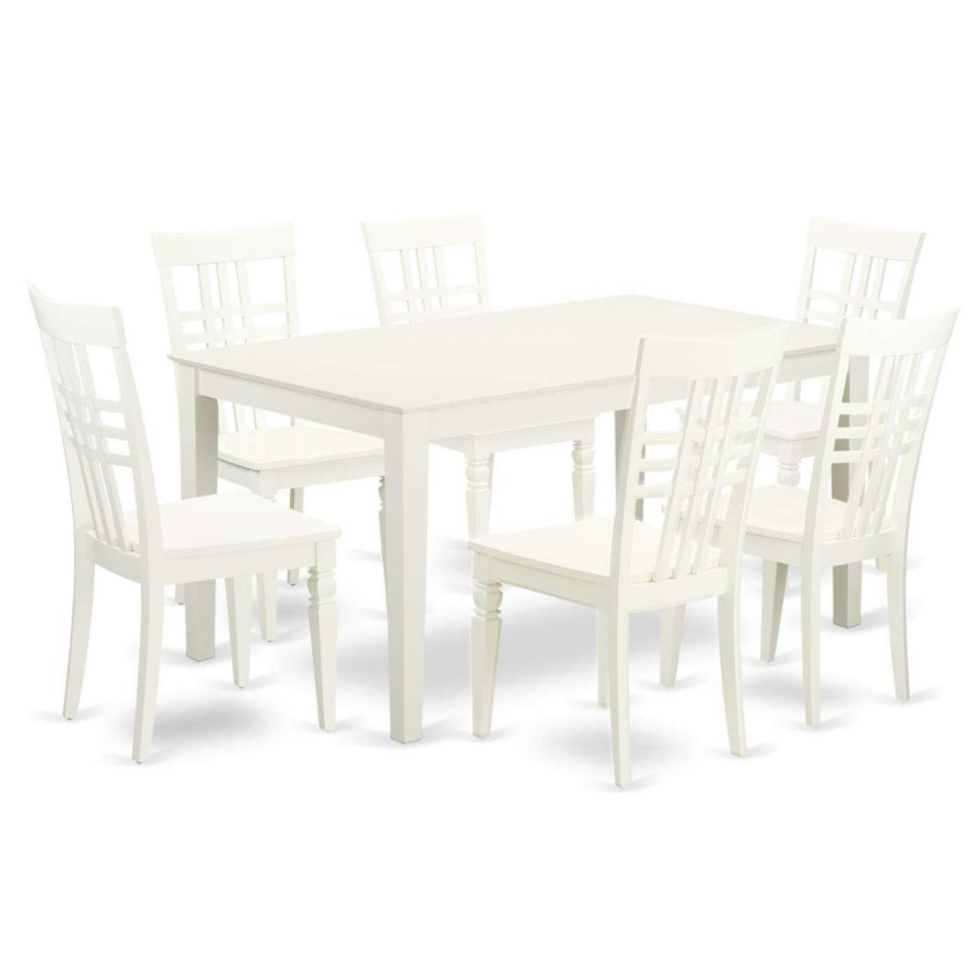 Dining Table Sets * | Wholesale Rectangle East West Furniture Capri Calg7 Seven Piece Dining Table Set