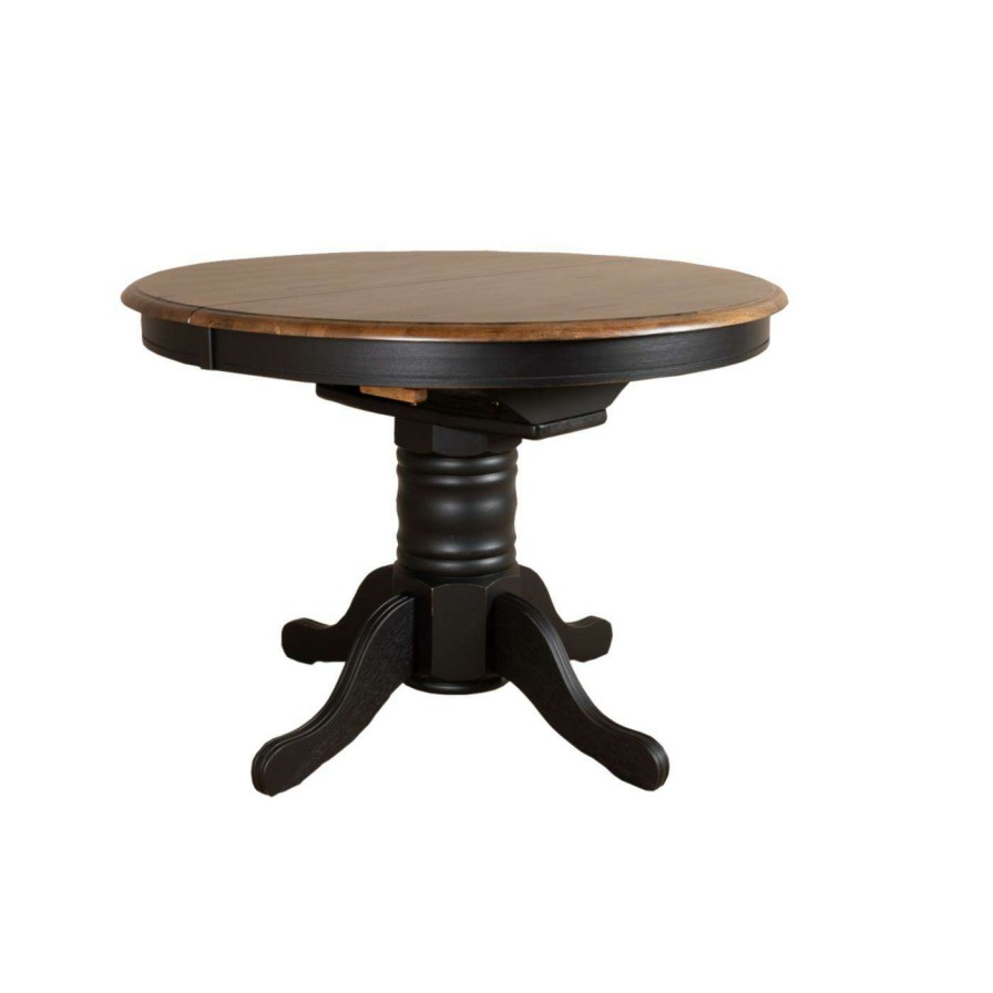 Dining Table Sets * | Outlet Round Liberty Furniture Carolina Crossing 5 Piece Pedestal Table Set- Black White