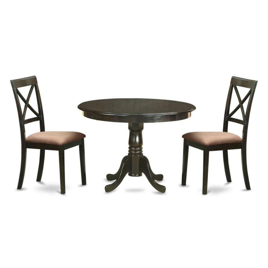 Dining Table Sets * | Cheap Round East West Furniture Hartland 3 Piece Crossback Dining Table Set