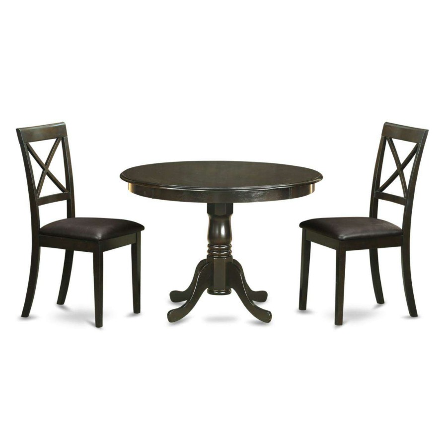 Dining Table Sets * | Cheap Round East West Furniture Hartland 3 Piece Crossback Dining Table Set