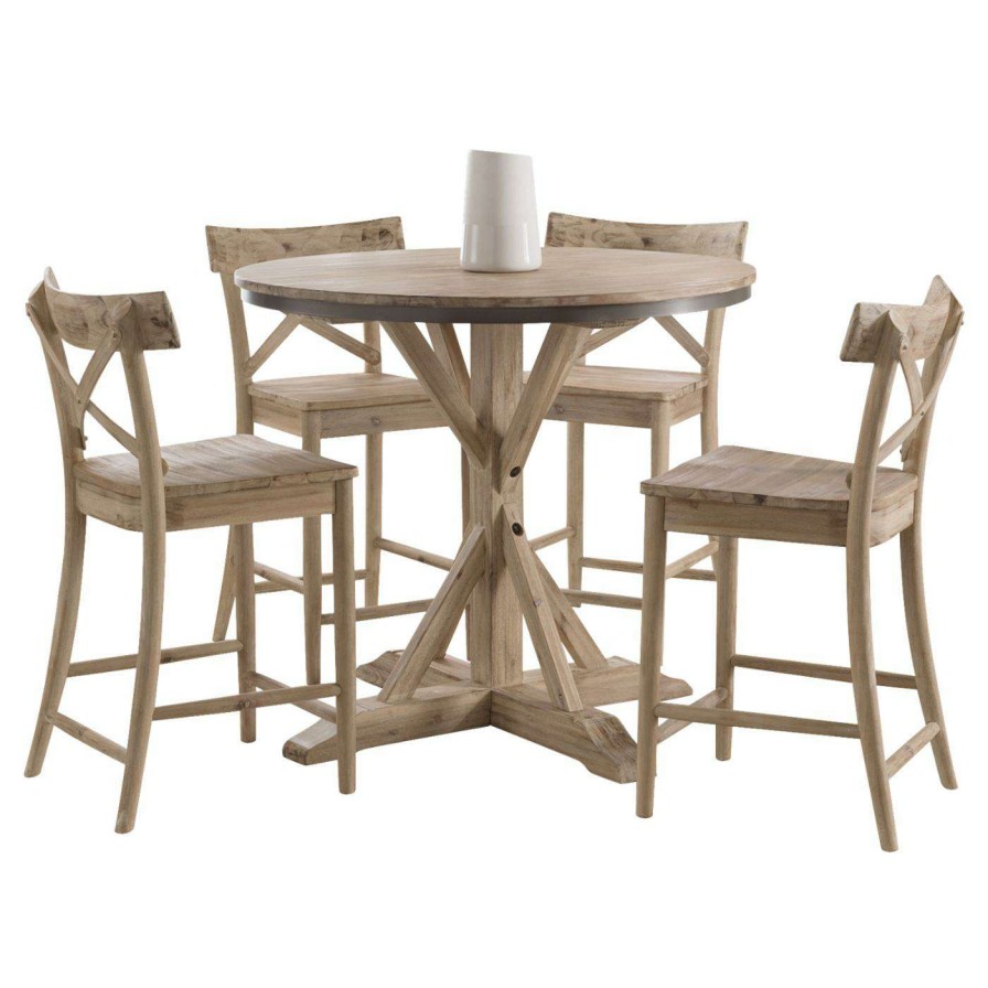 Dining Table Sets * | Outlet Picket House Furnishings Keaton 5 Piece Round Counter Height Dining Set