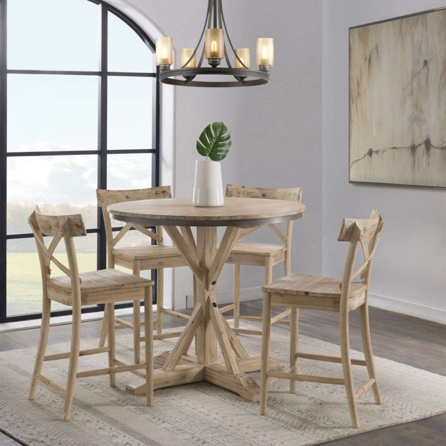 Dining Table Sets * | Outlet Picket House Furnishings Keaton 5 Piece Round Counter Height Dining Set