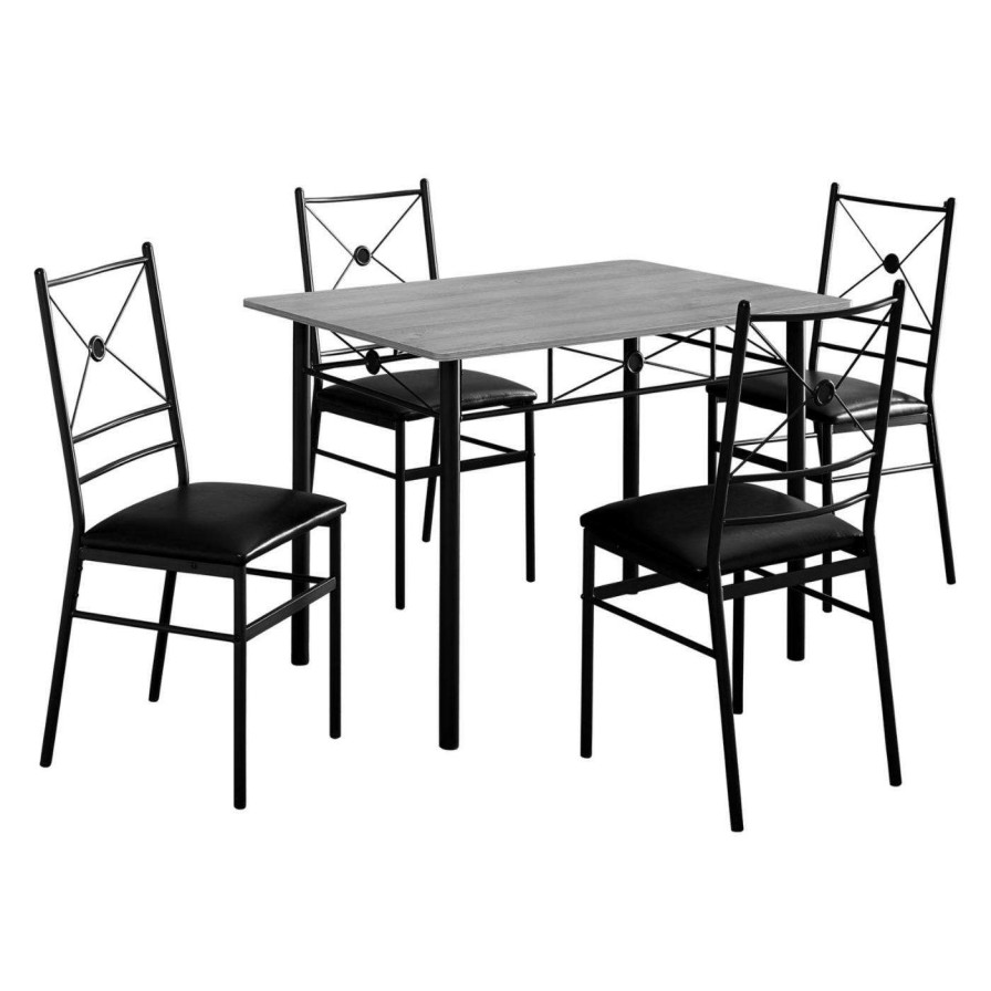 Dining Table Sets * | Brand New Rectangle Monarch Specialties 5 Piece Dining Table Set With Cross Back Chairs Dark Taupe / Black