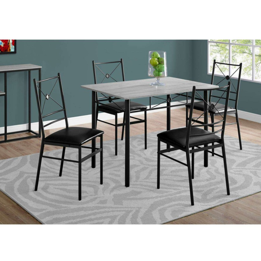 Dining Table Sets * | Brand New Rectangle Monarch Specialties 5 Piece Dining Table Set With Cross Back Chairs Dark Taupe / Black