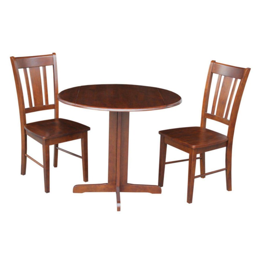 Dining Table Sets * | Cheapest Round International Concepts 3 Piece Dining Table Set Espresso