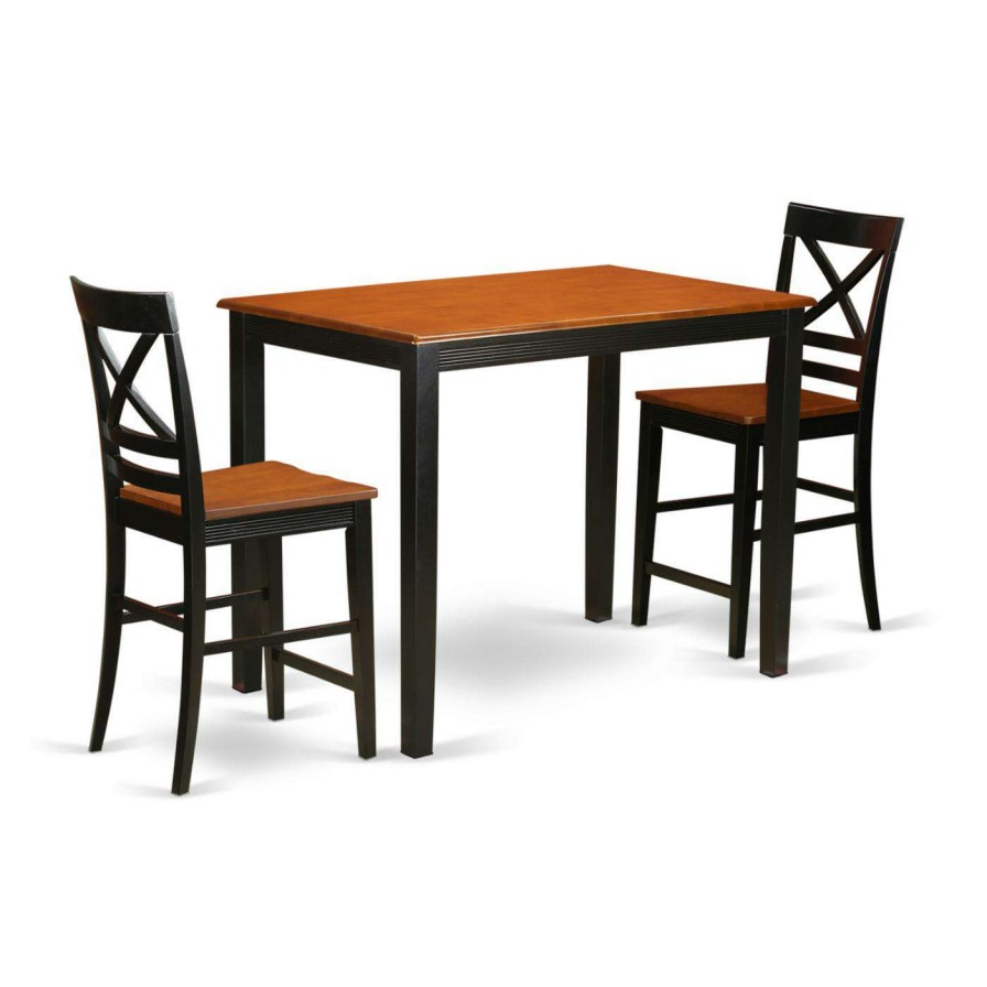 Dining Table Sets * | Wholesale Rectangle East West Furniture Yarmouth 3 Piece Cross-And-Ladder Dining Table Set