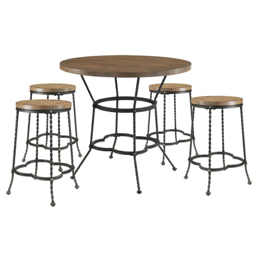 Dining Table Sets * | New Round Acme Furniture Qamar 5 Piece Counter Height Dining Table Set