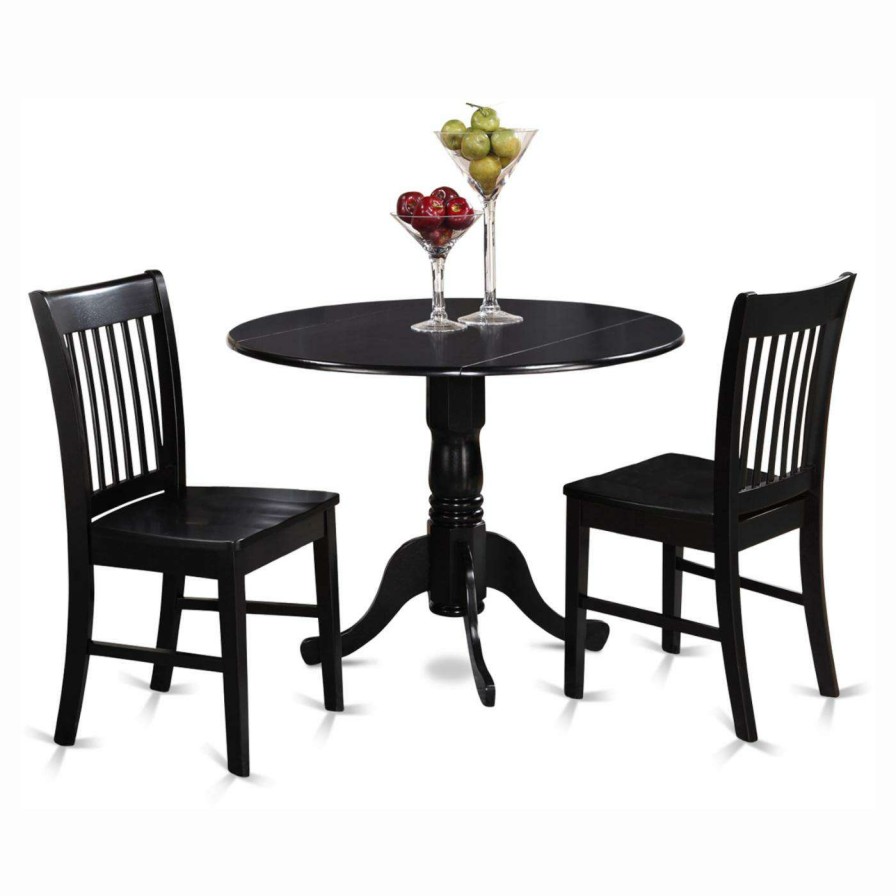 Dining Table Sets * | Top 10 East West Furniture Dublin 3 Piece Round Dining Table Set With Norfolk Wooden Seat Chairs