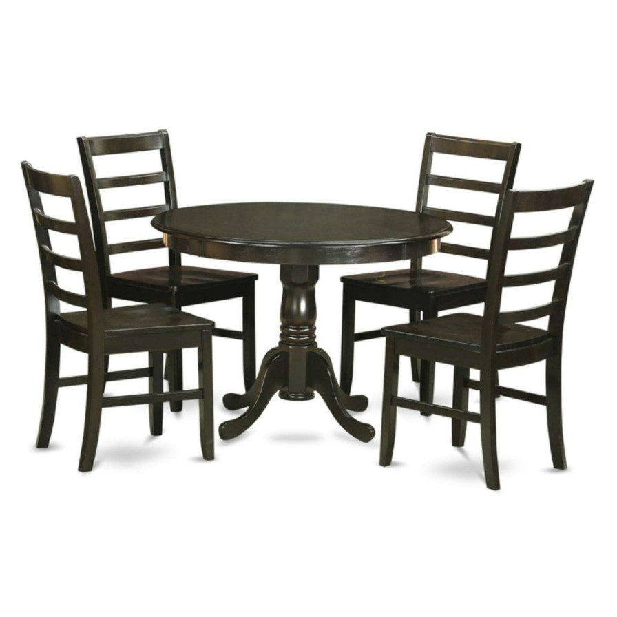 Dining Table Sets * | Brand New Casual Dining Sets East West Furniture Hartland 5 Piece Round Pedestal Dining Table Set With Parfait Chairs