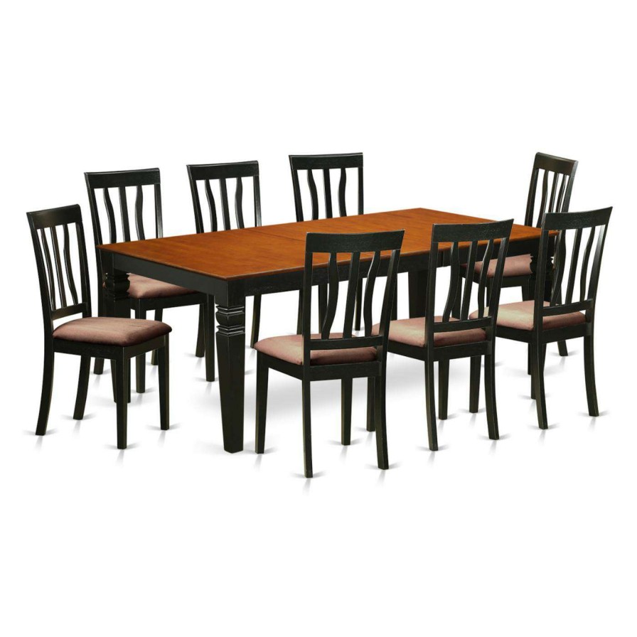 Dining Table Sets * | Wholesale Rectangle East West Furniture Logan 9 Piece Splat Back Dining Table Set