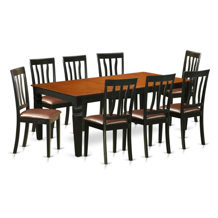 Dining Table Sets * | Wholesale Rectangle East West Furniture Logan 9 Piece Splat Back Dining Table Set