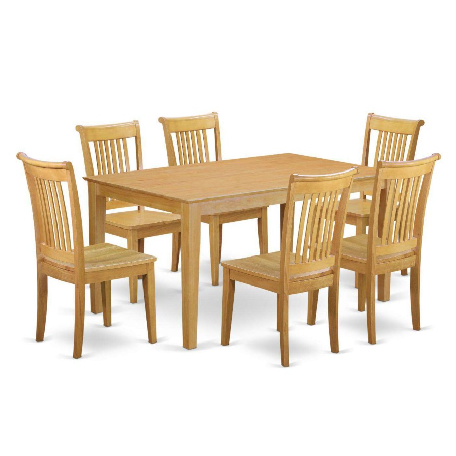 Dining Table Sets * | Brand New Rectangle East West Furniture Capri Capo7 Seven Piece Dining Table Set Wood