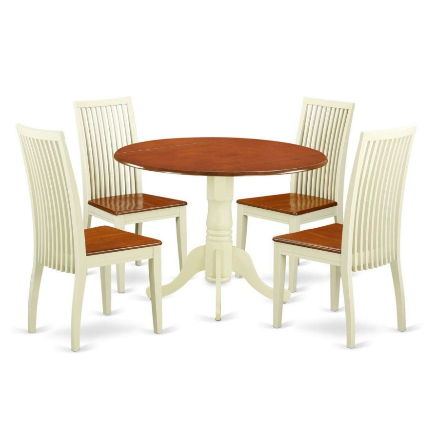 Dining Table Sets * | Wholesale Round East West Furniture Dublin Dlip5 Five Piece Drop Leaf Dining Set