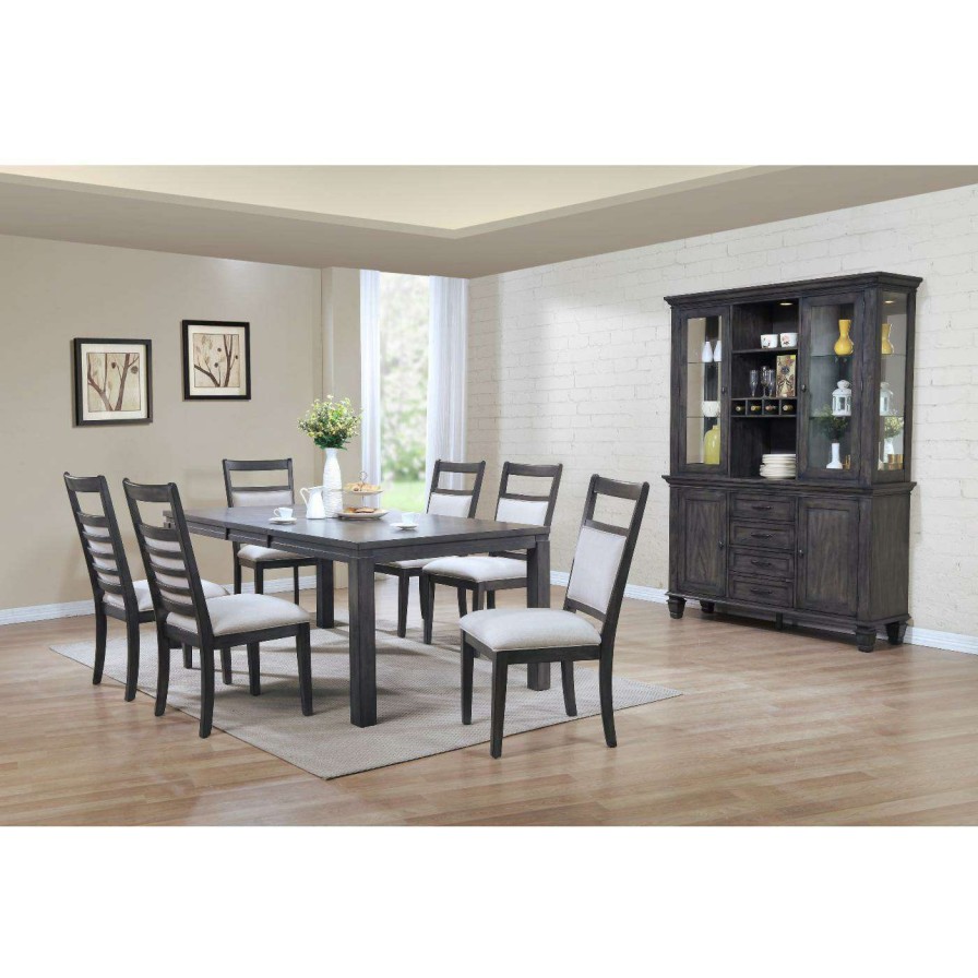 Dining Table Sets * | Best Pirce Rectangle Sunset Trading Shades Of Gray 9 Piece Dining Table Set With China Cabinet