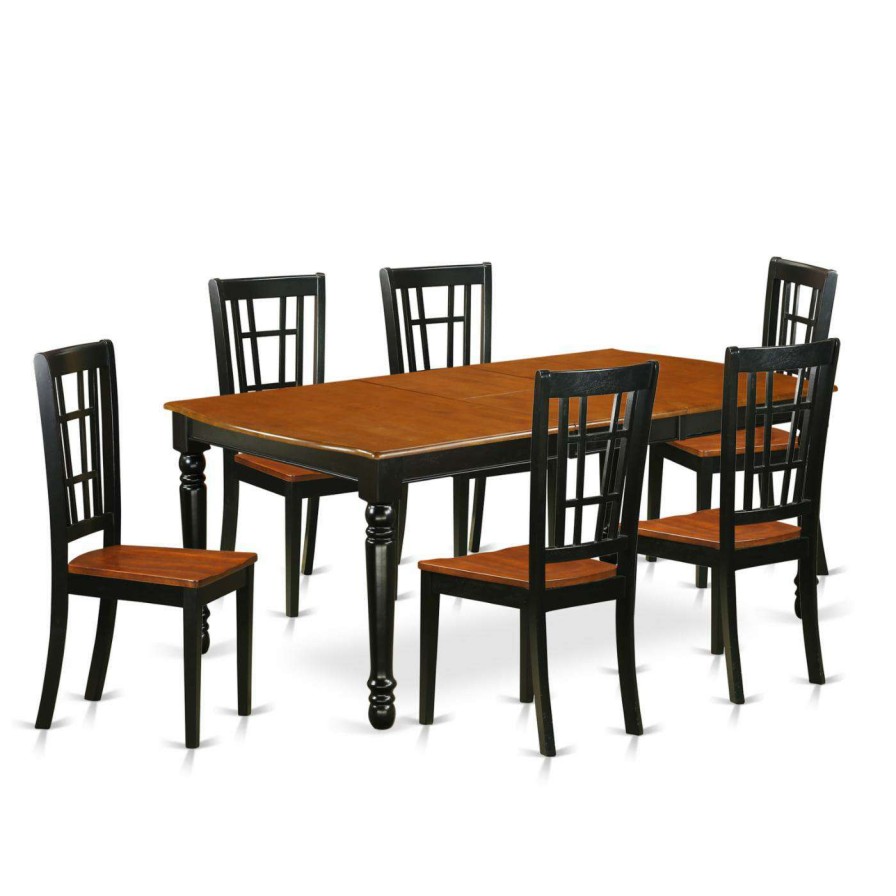 Dining Table Sets * | Cheapest Rectangle East West Furniture Dover Doni7 Seven Piece Extension Dining Table Set