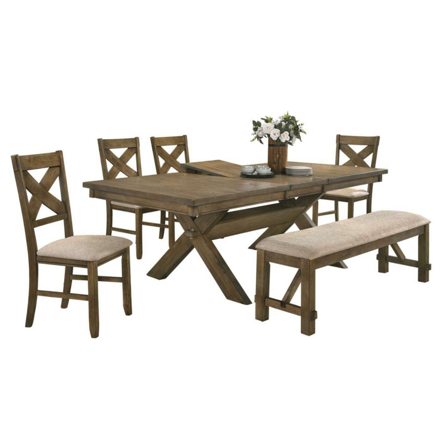 Dining Table Sets * | Coupon Rectangle Roundhill Furniture Raven 6 Piece Dining Set