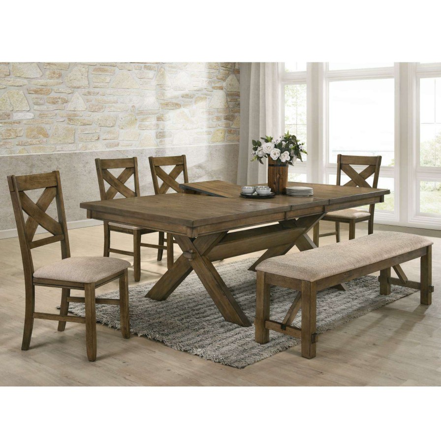 Dining Table Sets * | Coupon Rectangle Roundhill Furniture Raven 6 Piece Dining Set