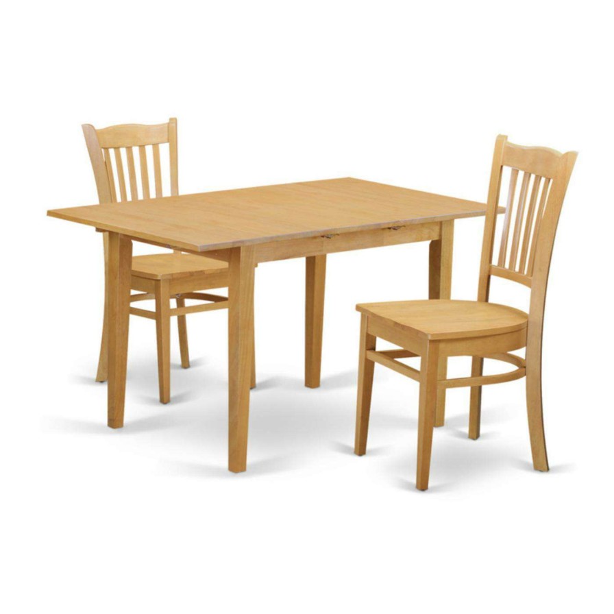 Dining Table Sets * | Top 10 Rectangle East West Furniture Norfolk 3 Piece Comb Back Dining Table Set