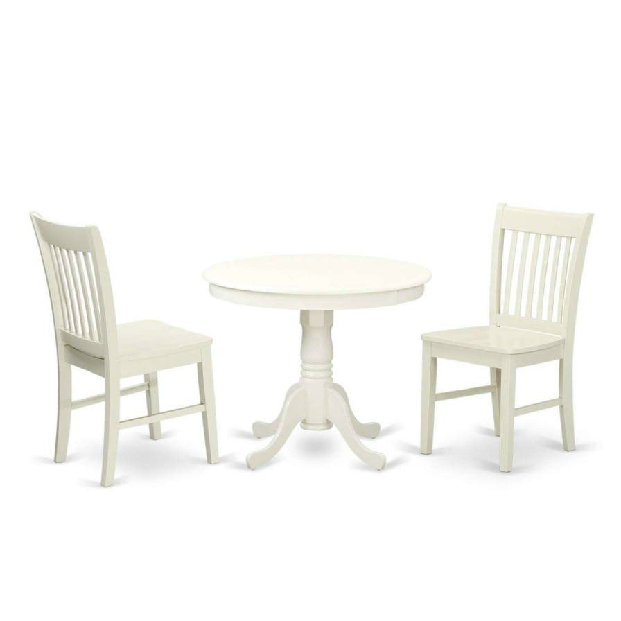 Dining Table Sets * | Deals East West Furniture Antique Anno3 Three Piece Round Pedestal Dining Set