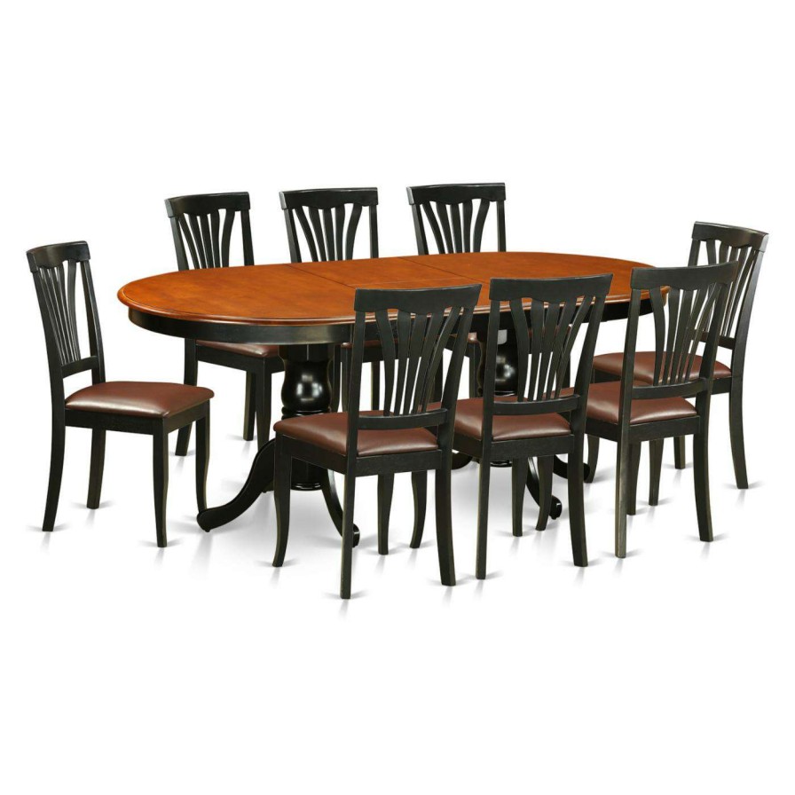 Dining Table Sets * | Brand New Oval East West Furniture Plainville 9 Piece Lath Back Dining Table Set