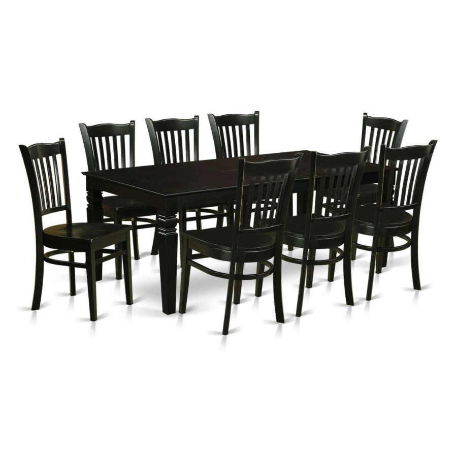 Dining Table Sets * | Deals Rectangle East West Furniture Logan 9 Piece Comb Back Dining Table Set