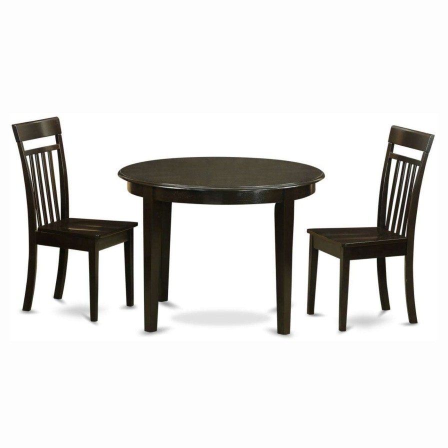 Dining Table Sets * | Buy East West Furniture Boston 3 Piece Round Dining Table Set With Capris Wooden Seat Chairs