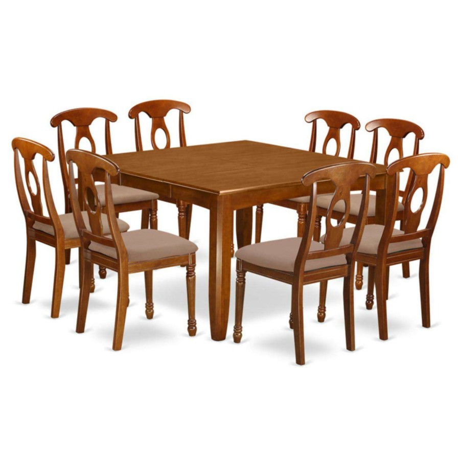 Dining Table Sets * | Flash Sale Square East West Furniture Parfait 9 Piece Keyhole Dining Table Set