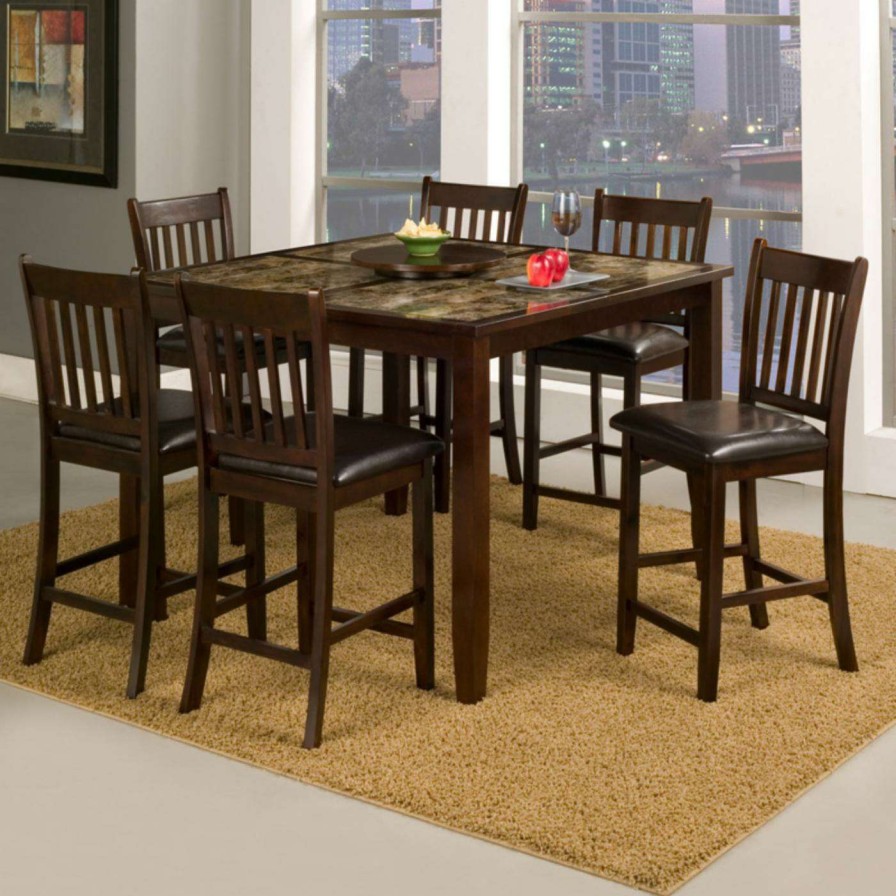 Dining Table Sets * | Promo Square Alpine Furniture Capitola 7 Piece Counter Height Pub Table Set