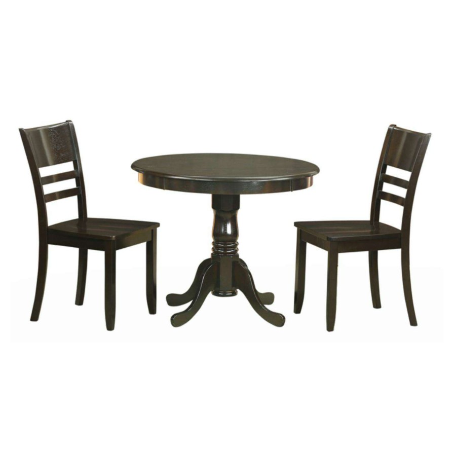 Dining Table Sets * | Best Pirce East West Furniture Antique 3 Piece Pedestal Round Dining Table Set With Fields Wooden Seat Chairs