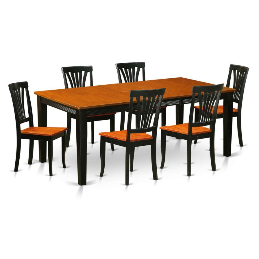 Dining Table Sets * | Budget Rectangle East West Furniture Quincy 7-Piece Lath Back Dining Table Set