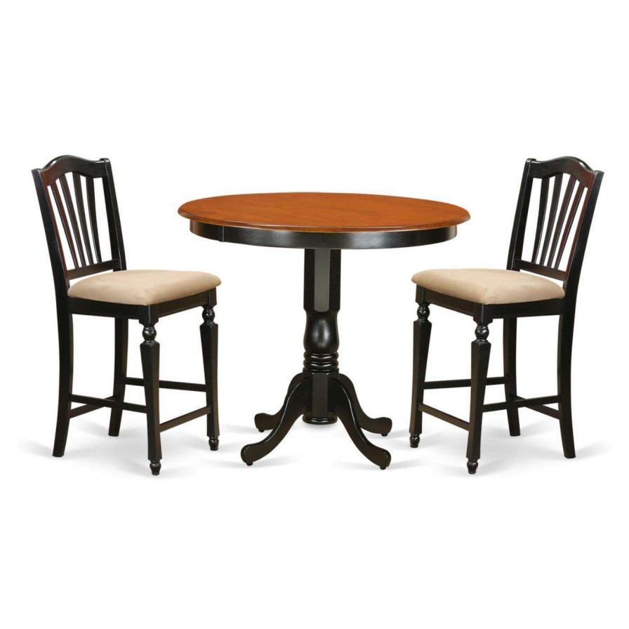 Dining Table Sets * | Hot Sale Round East West Furniture Trenton 3 Piece High Splat Dining Table Set