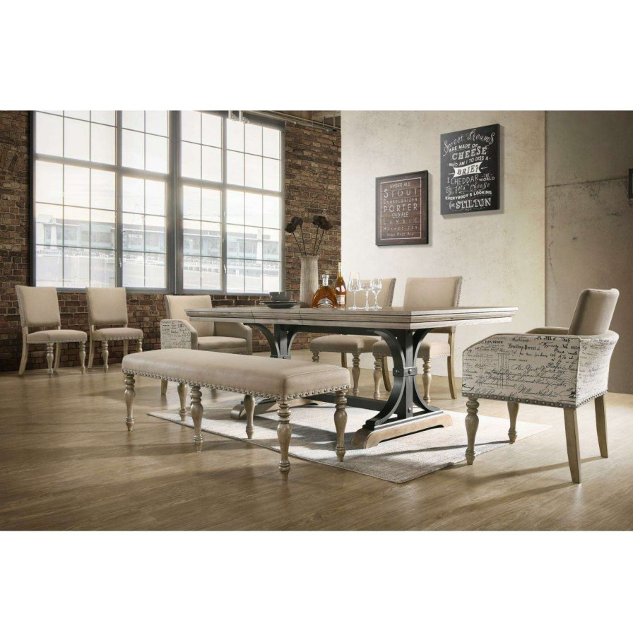 Dining Table Sets * | Cheap Casual Dining Sets Roundhill Furniture Birmingham 8 Piece Dining Set With Arm Chairs