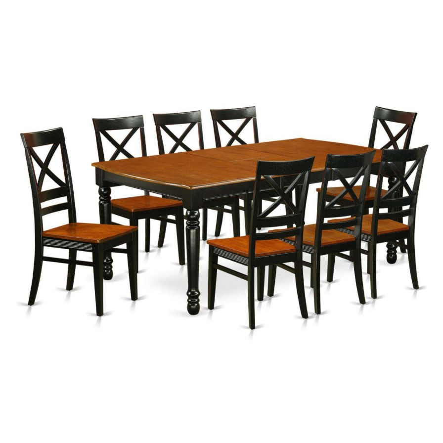 Dining Table Sets * | New Rectangle East West Furniture Dover Doqu9 Nine Piece Extension Dining Table Set