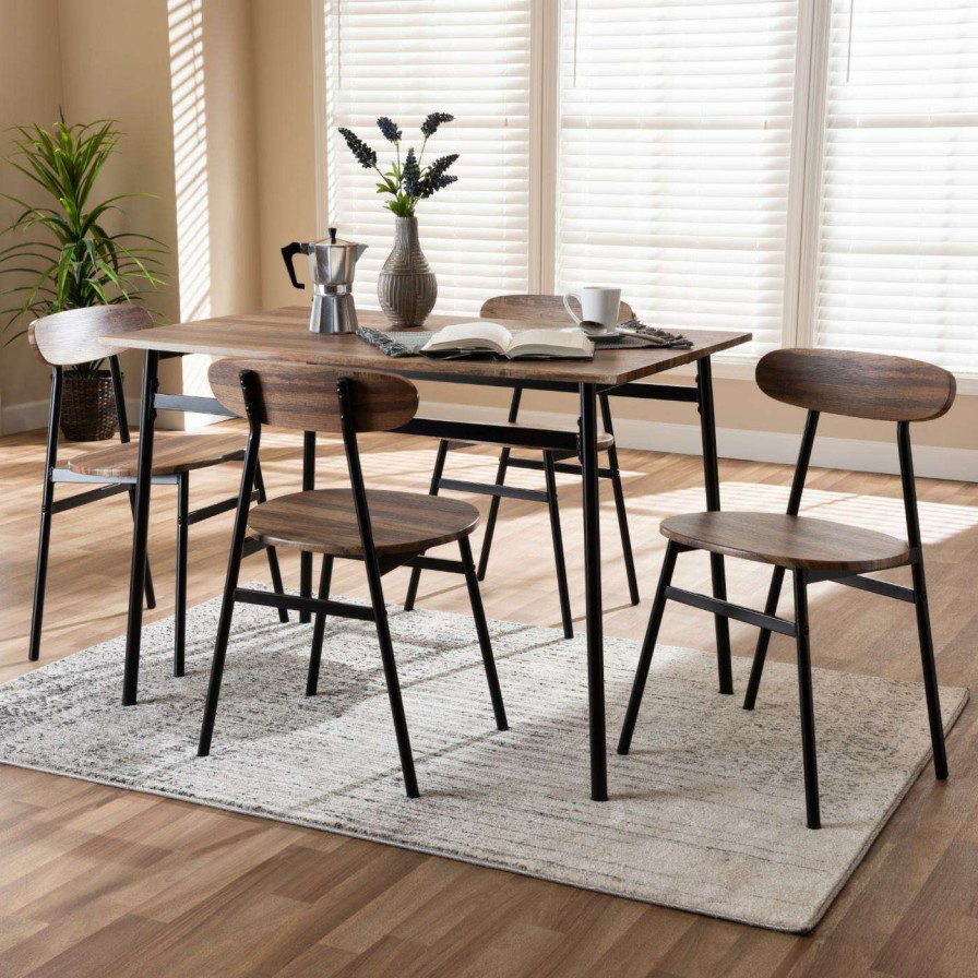 Dining Table Sets * | Brand New Rectangle Baxton Studio Darcia 5 Piece Dining Table Set