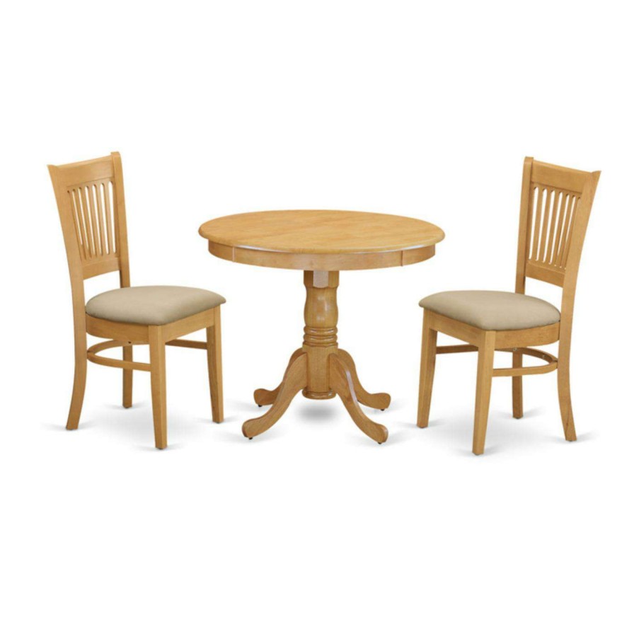 Dining Table Sets * | Coupon Round East West Furniture 3 Piece Hepplewhite Modern Kitchen Dinette Dining Table Set