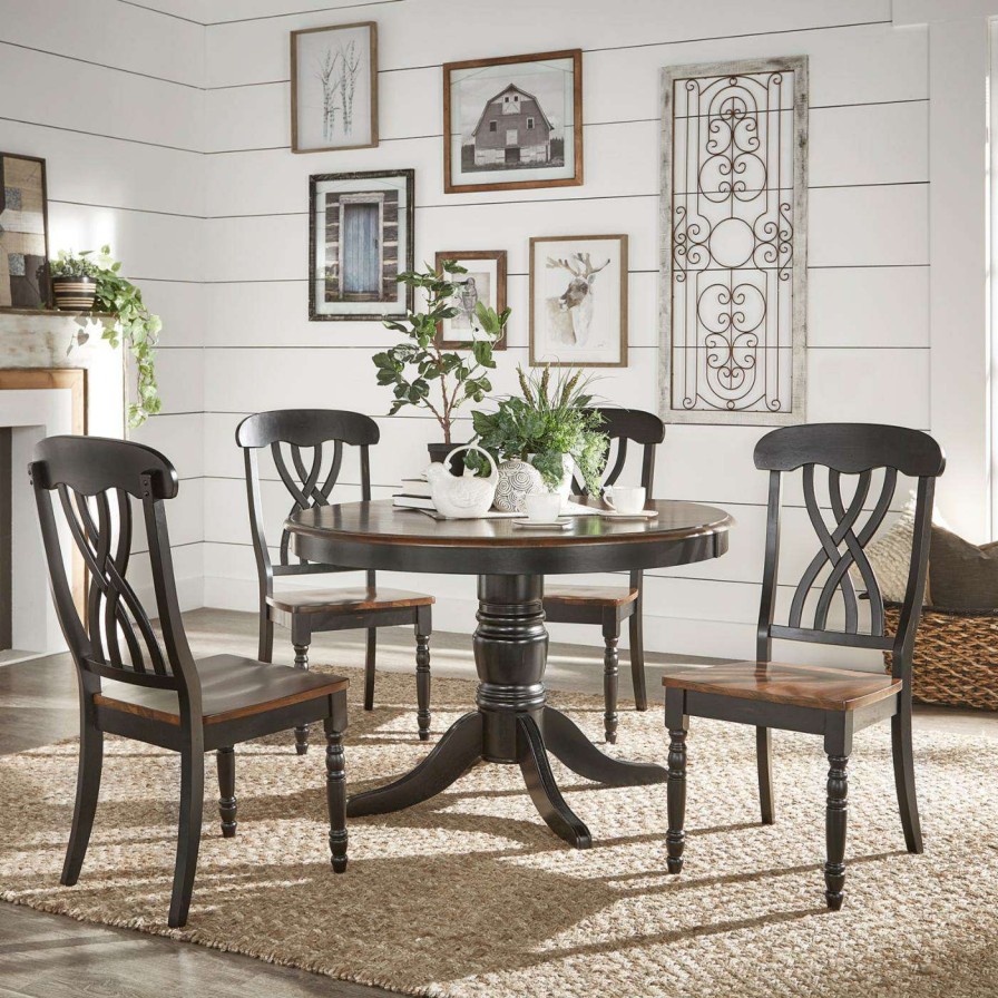 Dining Table Sets * | New Weston Home Two Tone 5 Piece Round Dining Set