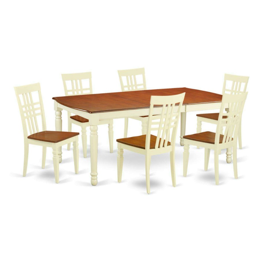 Dining Table Sets * | Budget Rectangle East West Furniture Dover 7 Piece Latticeback Dining Table Set