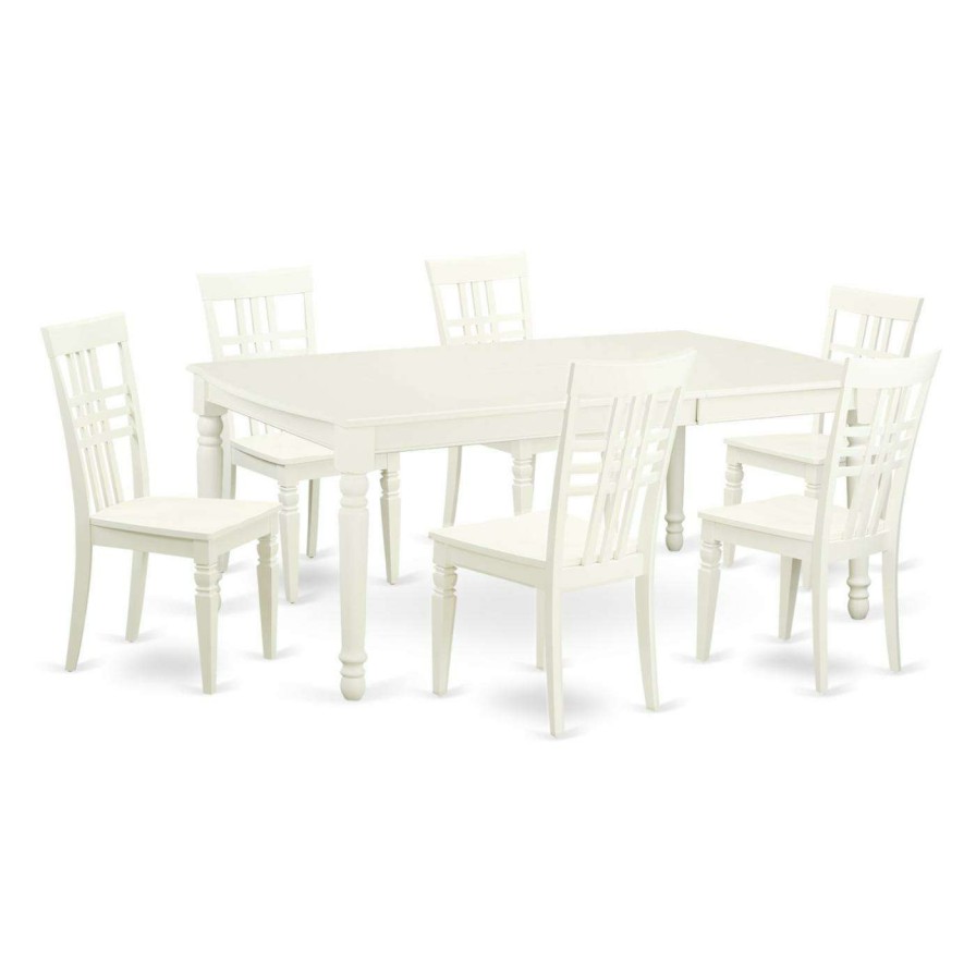 Dining Table Sets * | Budget Rectangle East West Furniture Dover 7 Piece Latticeback Dining Table Set