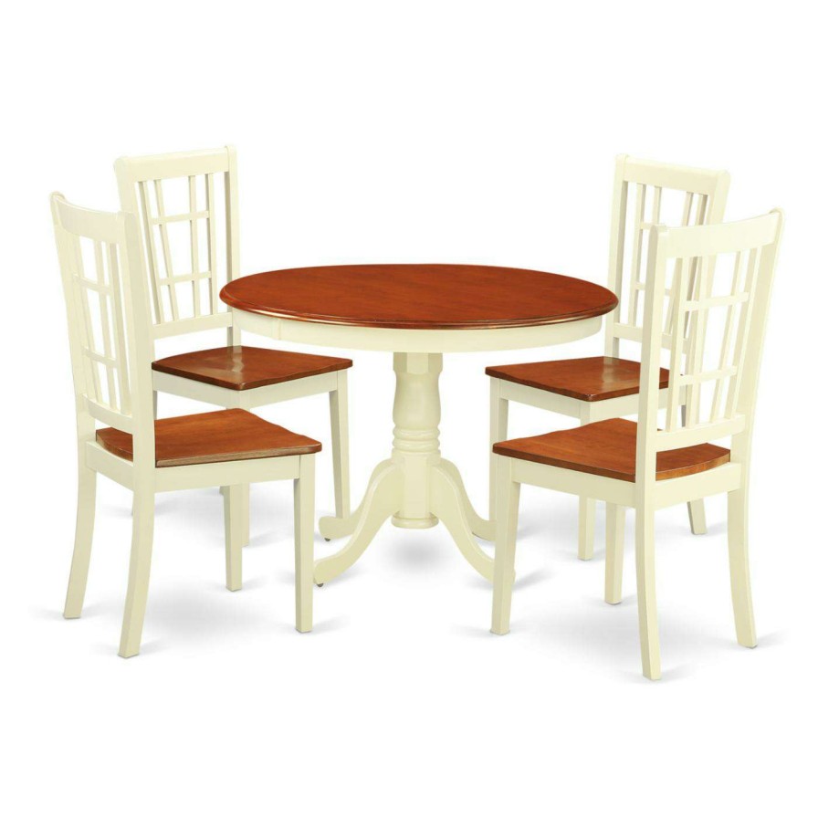 Dining Table Sets * | Wholesale Casual Dining Sets East West Furniture Hartland 5 Piece Windowpane Dining Table Set