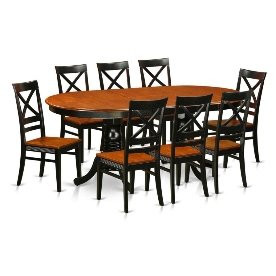 Dining Table Sets * | Deals Oval East West Furniture Plainville 9 Piece Cross-And-Ladder Dining Table Set