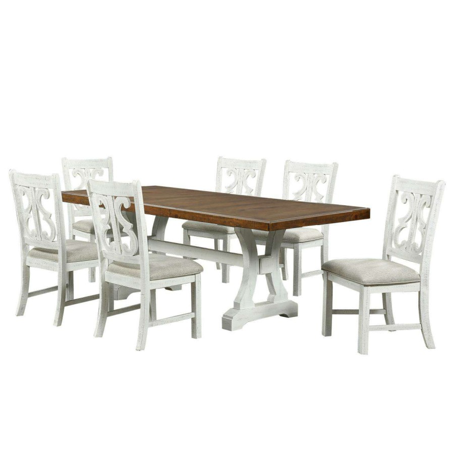 Dining Table Sets * | Cheap Rectangle Furniture Of America Mudd Transitional 7-Piece Dining Set