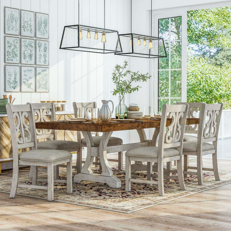 Dining Table Sets * | Cheap Rectangle Furniture Of America Mudd Transitional 7-Piece Dining Set