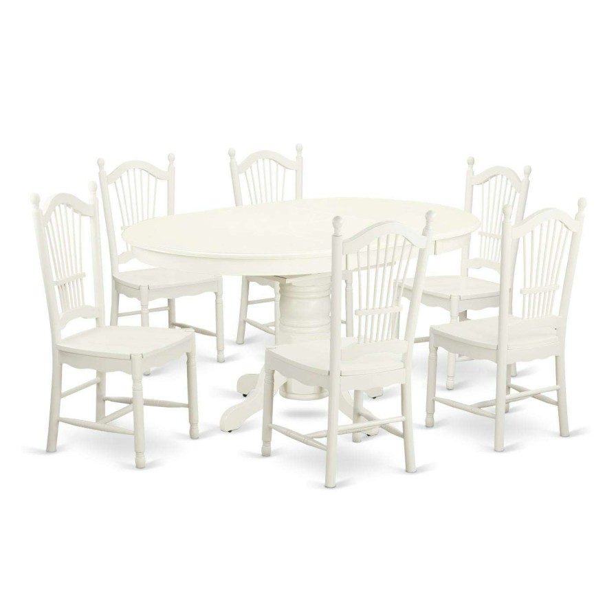 Dining Table Sets * | Promo Oval East West Furniture Avon Avdo7 Seven Piece Extension Dining Table Set