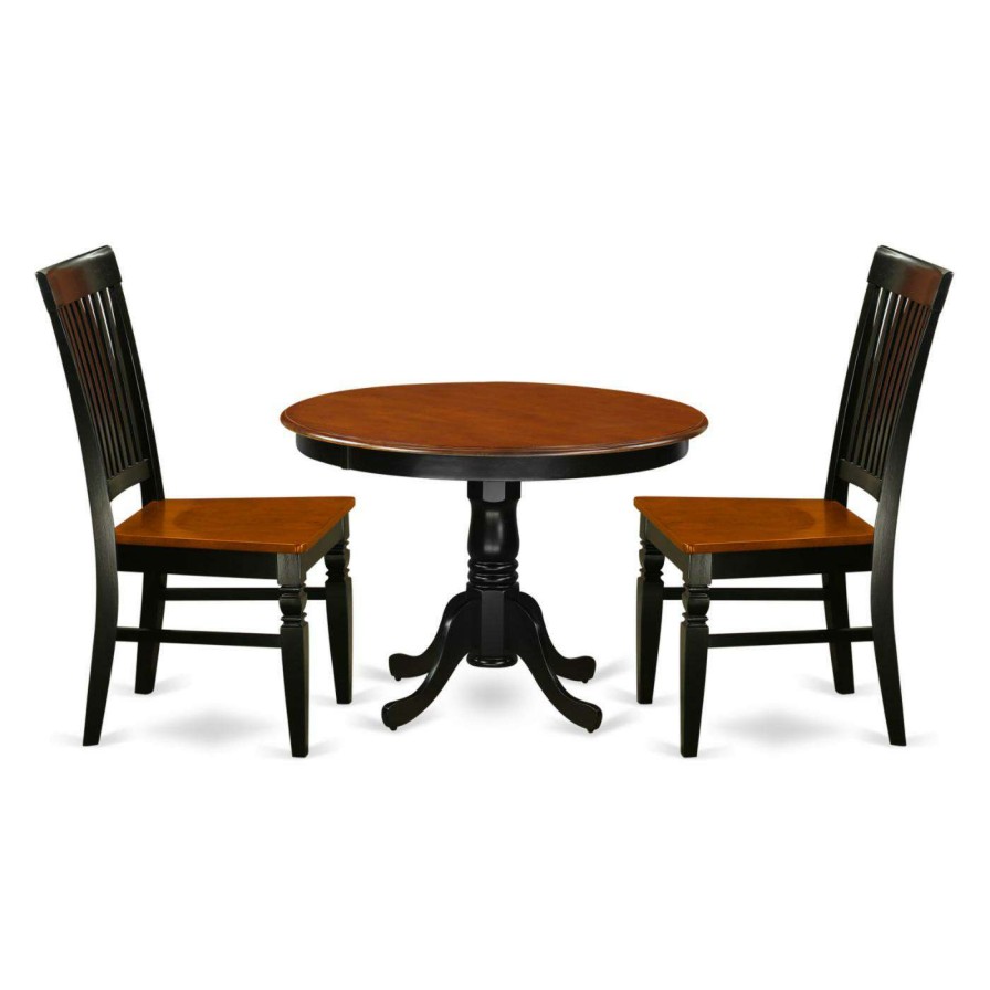 Dining Table Sets * | Best Pirce Casual Dining Sets East West Furniture Hartland 3 Piece Round Dining Table Set With Wood Chairs