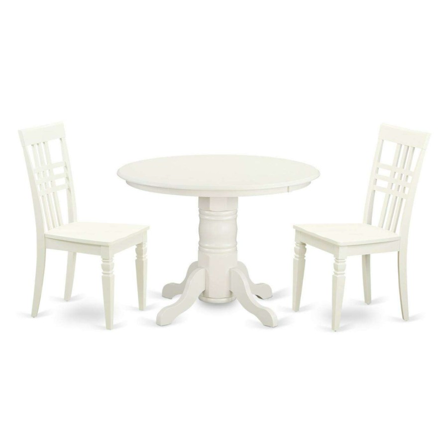 Dining Table Sets * | Best Sale Round East West Furniture Shelton 3 Piece Latticeback Dining Table Set