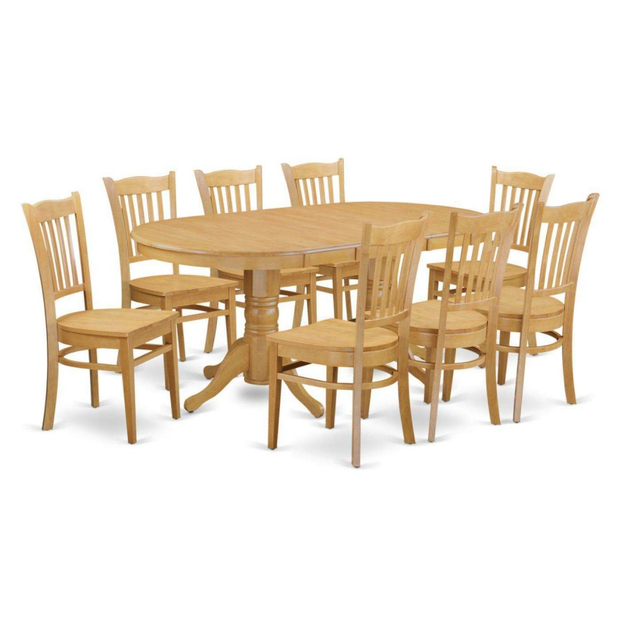 Dining Table Sets * | Budget Oval East West Furniture Vancouver 9 Piece Comb Back Dining Table Set