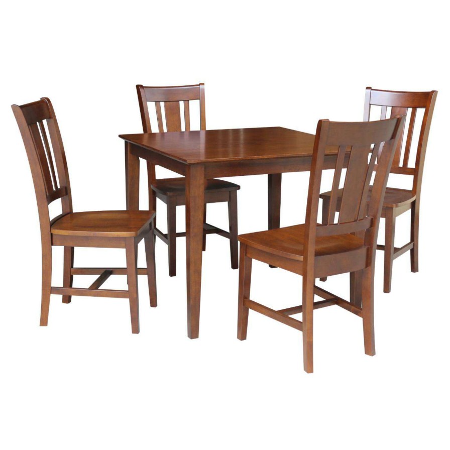 Dining Table Sets * | Best Reviews Of Square International Concepts 36 X 36 In. Dining Table With 4 San Remo Splatback Chairs 5 Piece Dining Set Washed Gray Taupe